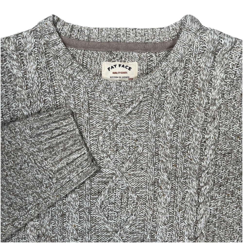 FatFace Men's Oatmeal Cable Knit Wool Blend Sweater Sz 2XL Fisherman‎ Grandpa